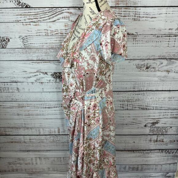 Jonathan Martin floral lace wrap style flowy size 8 cap sleeve midi‎ Dress - Picture 5 of 9
